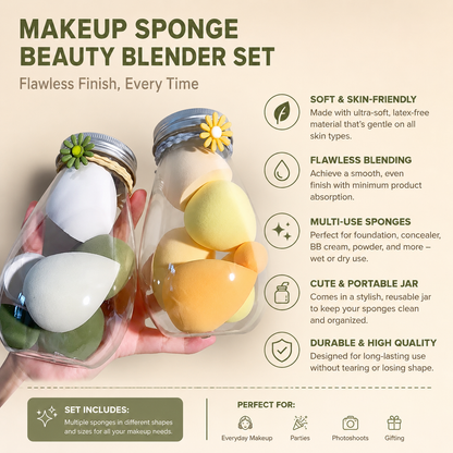 Cute Flower Makeup Sponge Beauty Blender Set